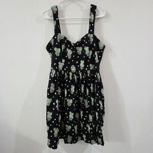 Hell Bunny Womens Dress Size 2XL Cactus Whimsigoth Plants Pin Up Knee Length